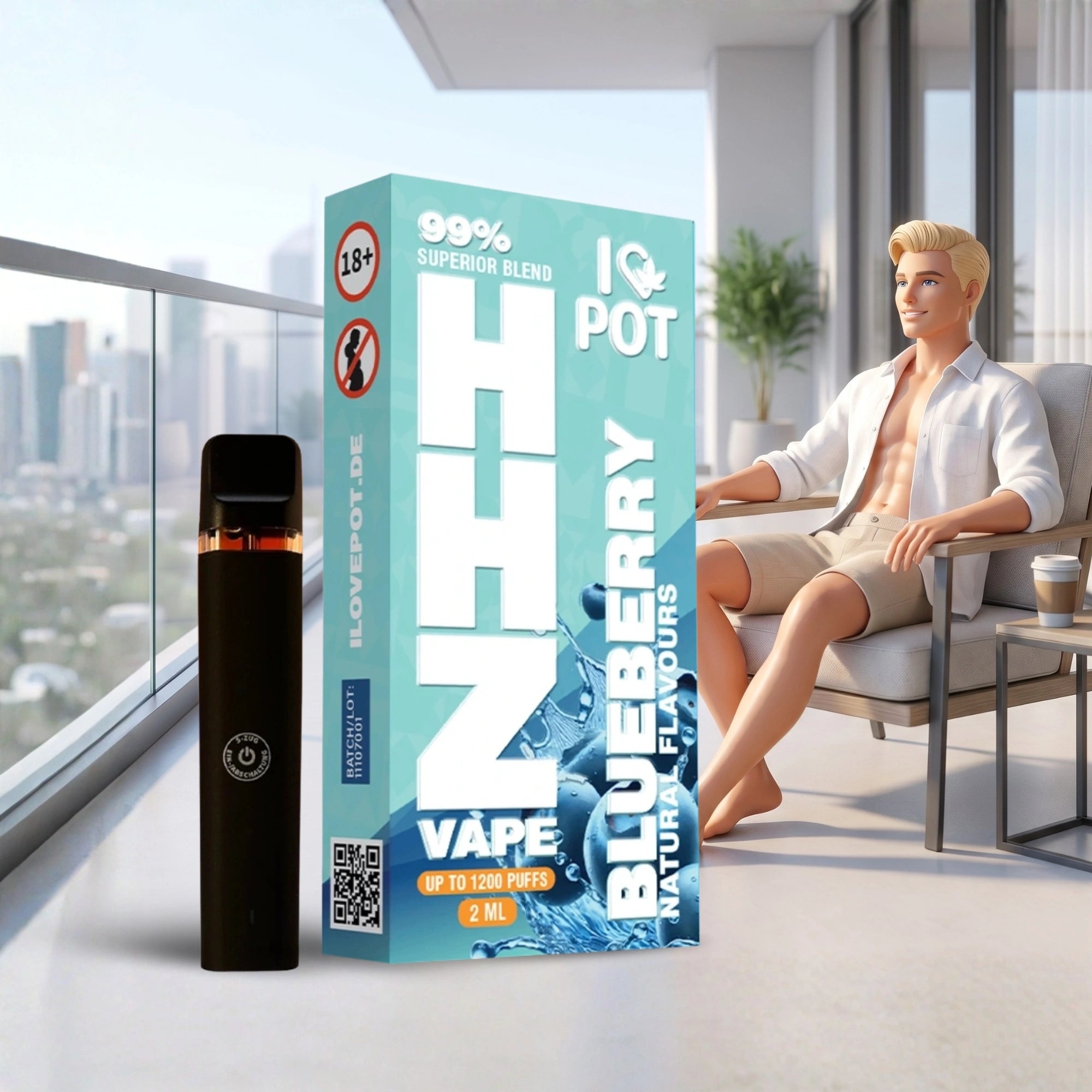 2ML HHZ Vape Pen 95% - Blueberry