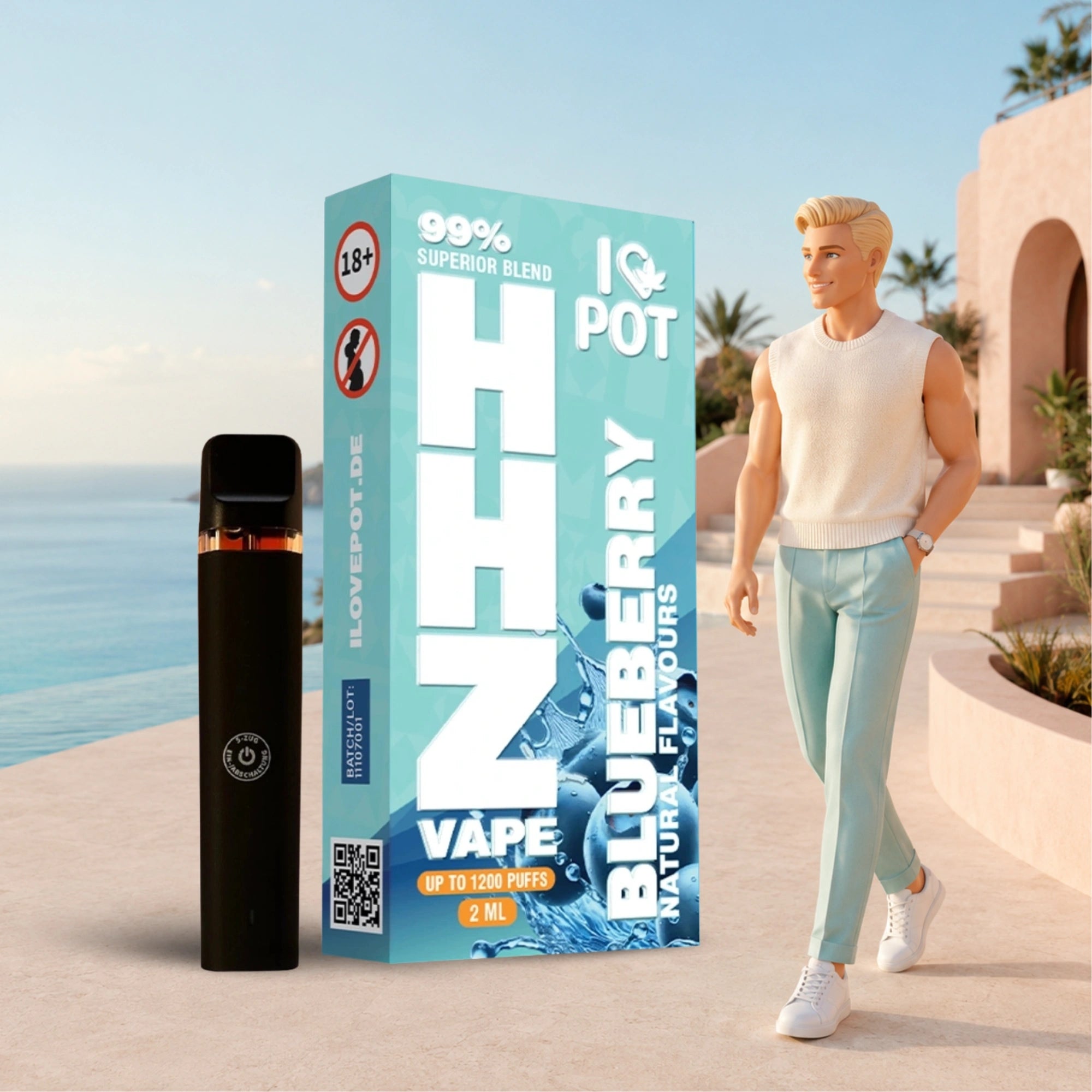 2ML HHZ Vape Pen 95% - Blueberry