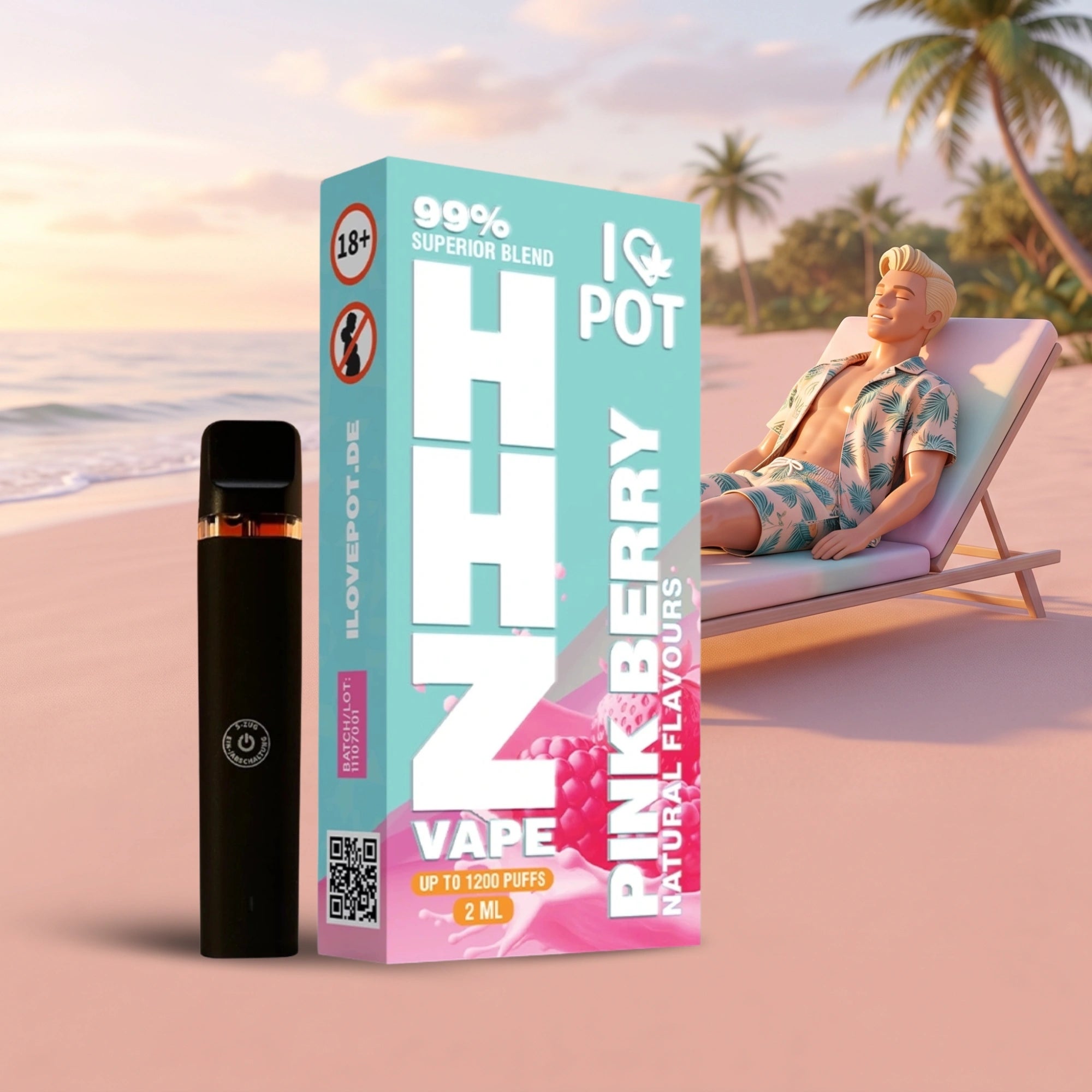 2ML HHZ Vape Pen 95% - Pink Berry